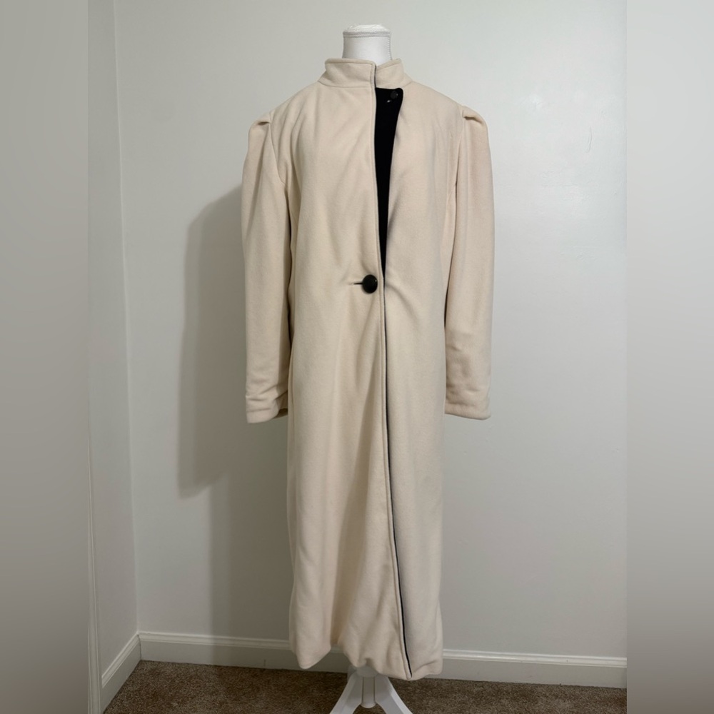 Vintage Kashmiracle Long Cream Trench Coat Wellington Fashions USA Size M Fall